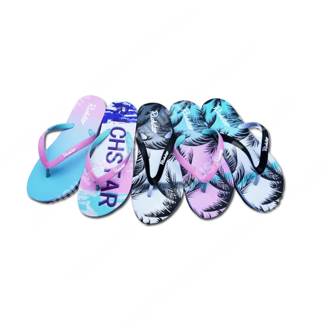 Gradient printing PE lady beach flip flops