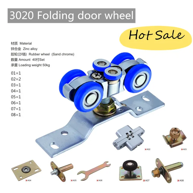 Hanging wheel for wooden folding door
