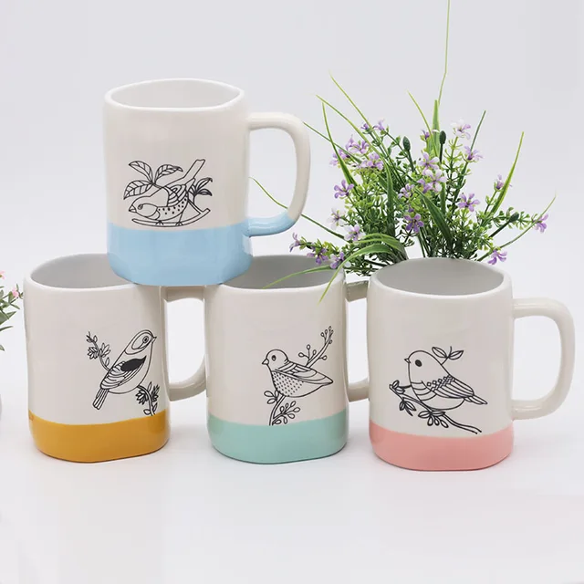 ZH-1959 600ml stoneware bird design mug