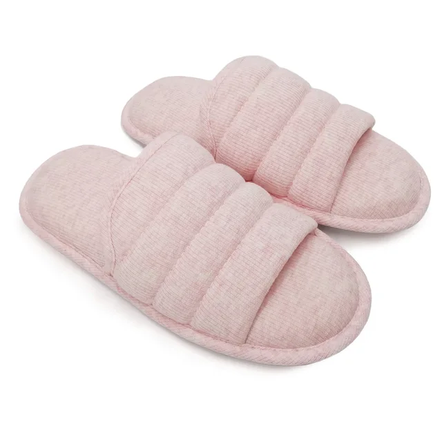 Ofoot Women's & Men's Breathable Cotton Open Toe Flat Slippers,Memory Foam Anti Slip Summer House Slides Sandals