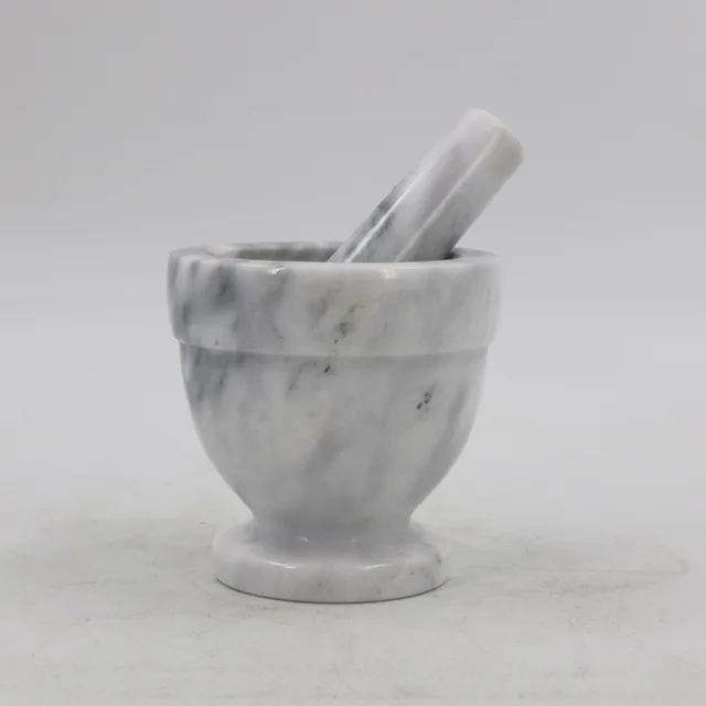 Factory customized natural marble seasoning grinder, garlic mortar, pestle and bowl