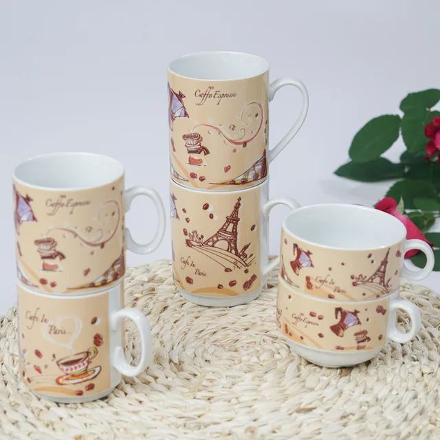 220ml ceramic stackable mug,stackable cup,4 in 1 mug