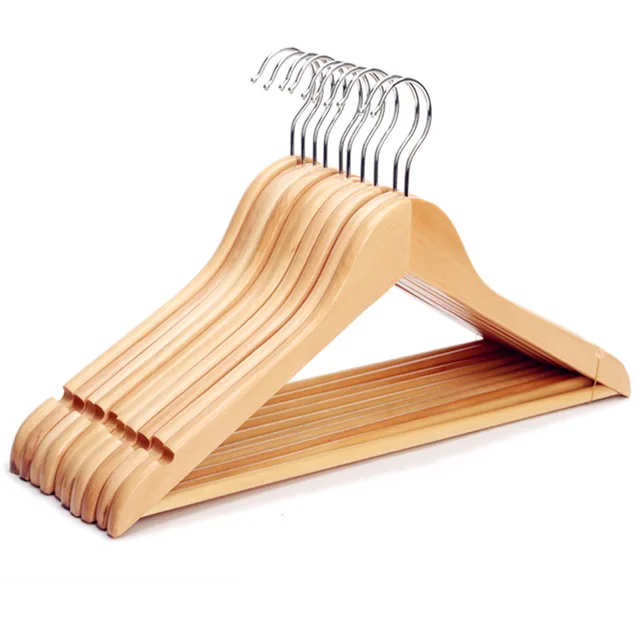 Best-selling wooden clothes hanger with notches and trousers bar A grade