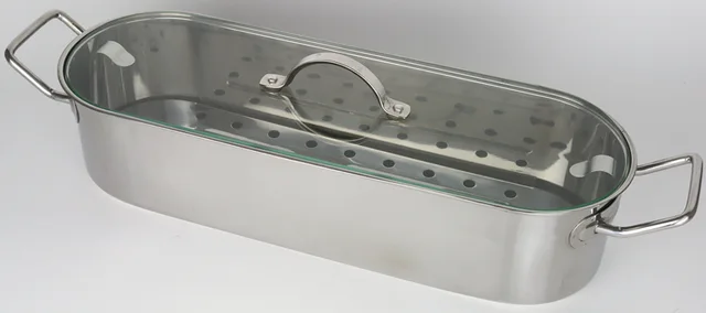 Stainless Steel Fish Poacher(with glass lid)