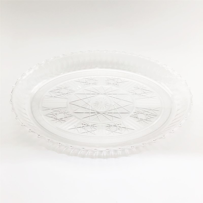13" x 9" Ctrystal Cut Oval Tray Plastic Tray Plastic Plate