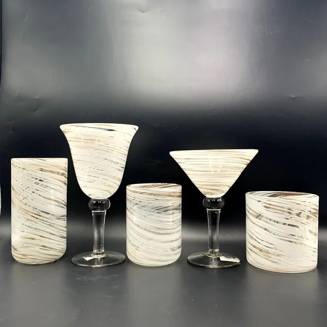 Swirl white could hand blown glasswares
