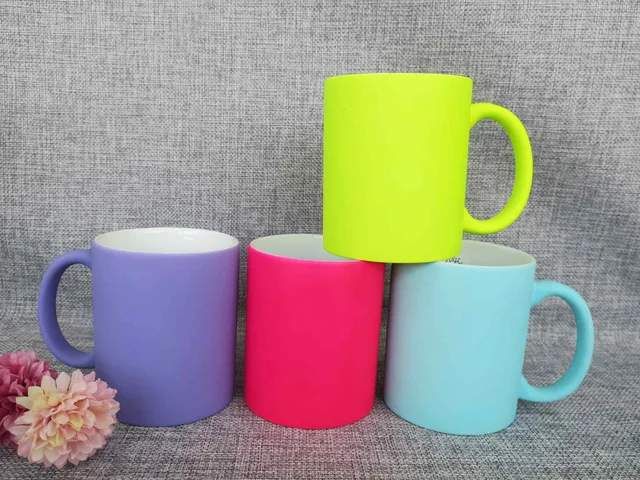 Ceramic matt spray color soft touch mug with customer decal promotion gift cup