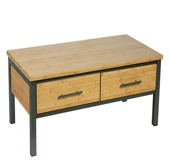 Metal and bamboo coffee center table with 2 drawer Tv stand （patent)
