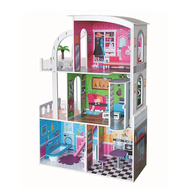 Pretend wooden doll house