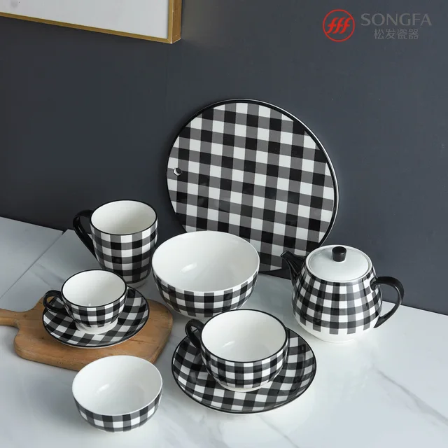 Woven fabric series new bone china tableware ceramic set