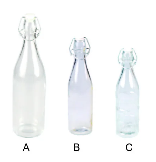 Glass round bottle with clip lid