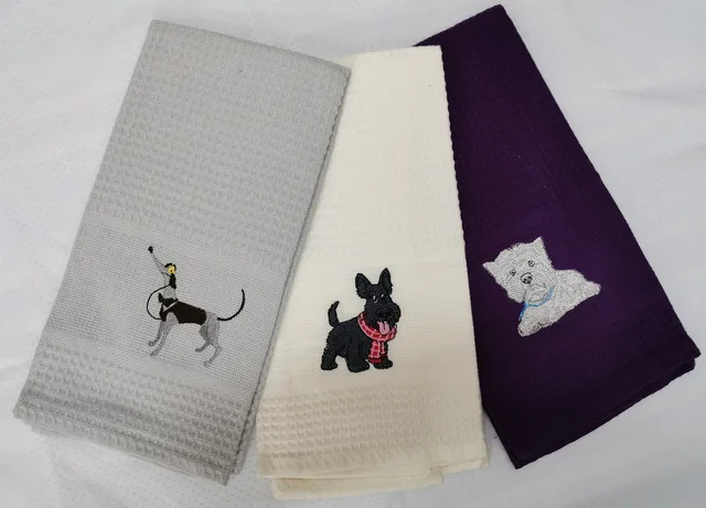 Waffle Towel With Embroidery