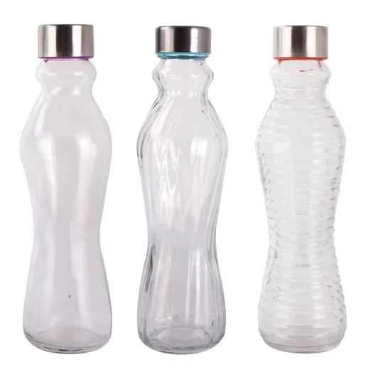 Glass bottle with stailness steel lid