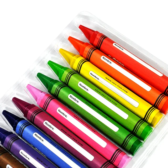 Jumbo wax crayon OEM kids and students best quality triangular shape12colors wax crayon
