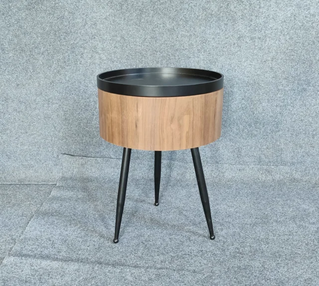 Round walnut coffee table end table bedsides sofa table