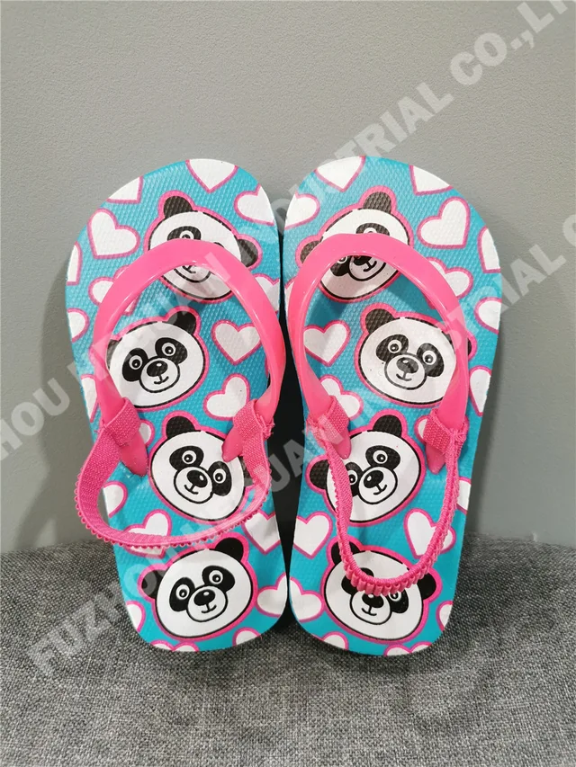 Lovely panda printing Kid girl beach flip flops