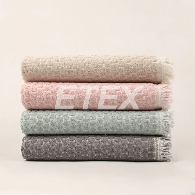 Yarn dyed dobby towel with fringe