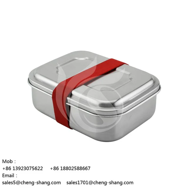 Home Premium Stainless Steel Food Containers Stainless Steel Retro Lunch Box Silicone Rubber Lunch Box Metal Salad Lunch Box