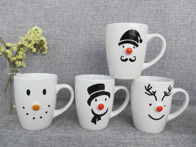 12oz ceramic funny glazed color mug with nose gift promotion cup