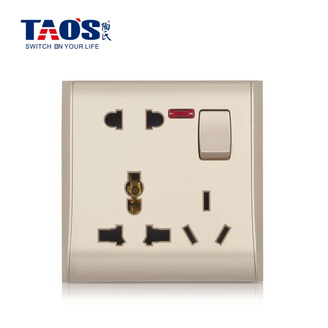 3 gang multi socket (8 pin) + neon + 10A switch