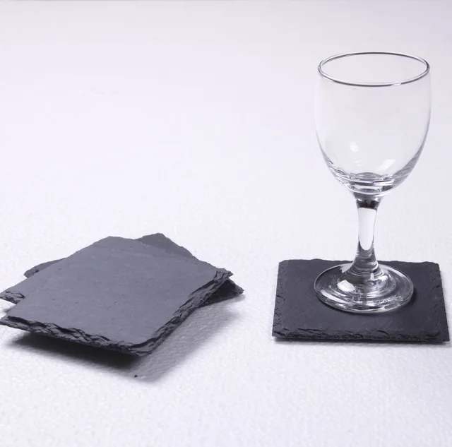 Slate Coasters Square Rough Chipped Edges