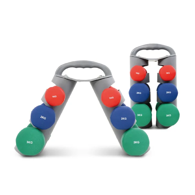 Vinyl/neoprene dipping dumbbell sets