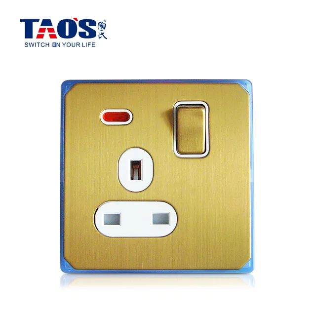13A 1 gang switched socket + neon