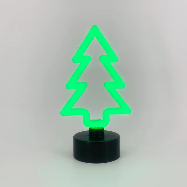 Mini Led Plastic Neon Xmas Tree Light ,Green,2AA Battery Not Included
