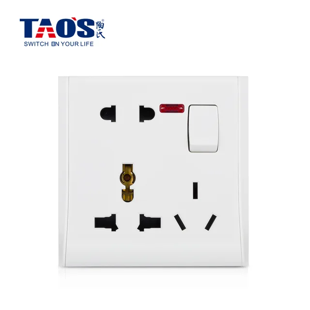 3 gang multi socket (8 pin) + neon + 10A switch