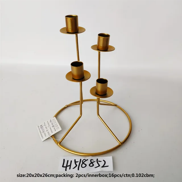 European wedding dinner decorated with gold and black metal Candlesticks
