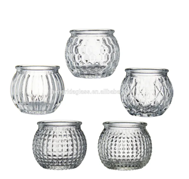 100ml Stereoscopic pattern round candle holder for wedding and home decor