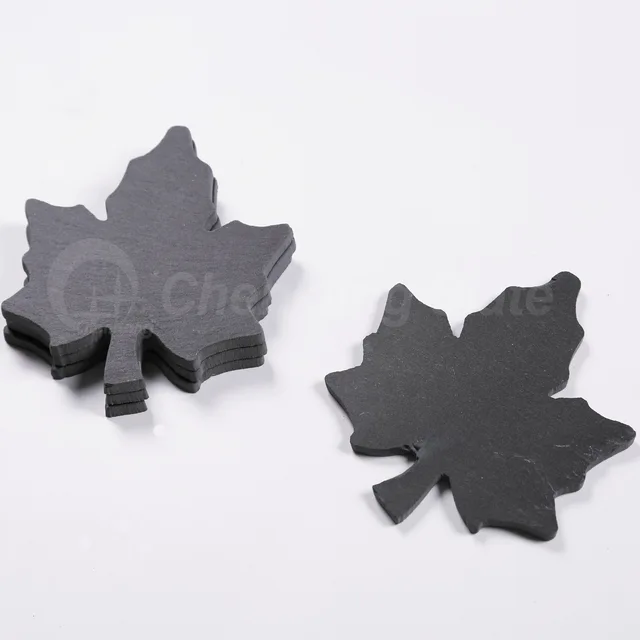 Set Of 4, Slate Coasters Irregular Shape Maple leaf Shape