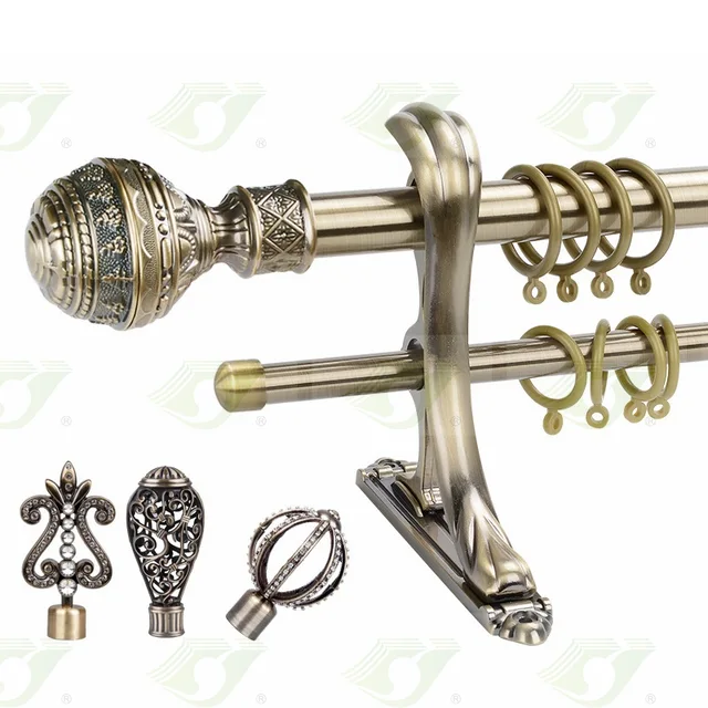 25/28mm New design Europe Style double curtain rod curtain pole and accessories Manufacturer