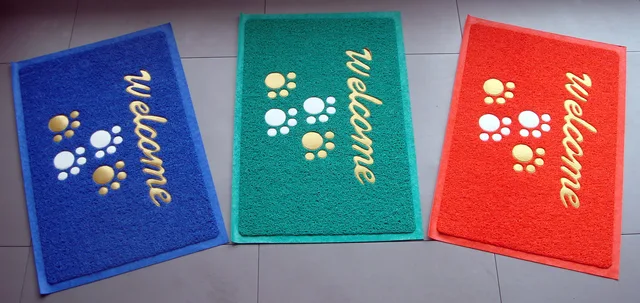 PVC door mat with hot pasted words & pattern