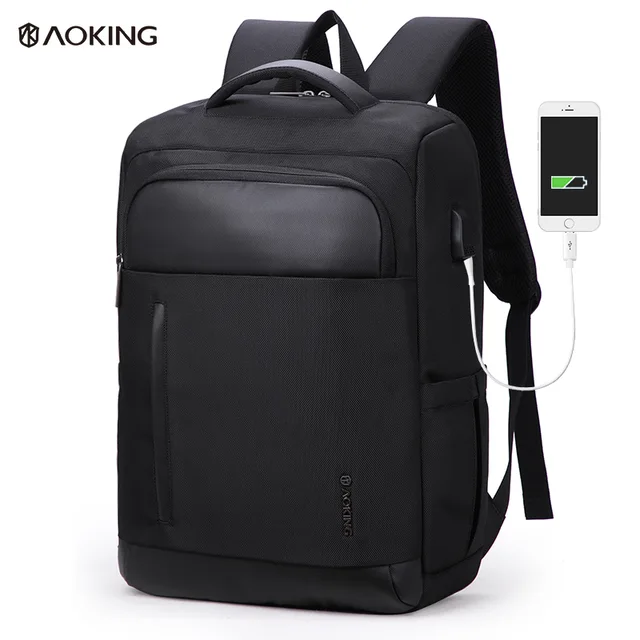 Aoking USB Charging Large Capacity Breathable Unisex Business Travel Backpack