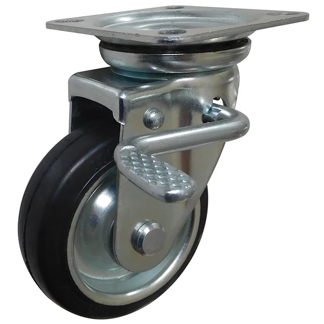 Japan Type J150 Elastic Rubber Wheel Caster With Double Brake