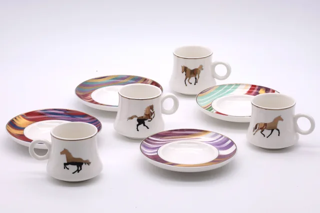 ZH-1950 silk road ceramic coffee cup and saucer 100cc