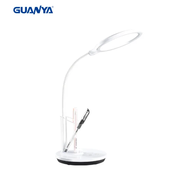 Led stepless dimmable desk lamp with RBG night lamp and pencil holder