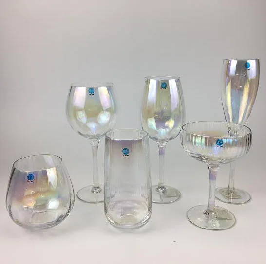 Iridescent Finish Wine Glasses And Water Carafe