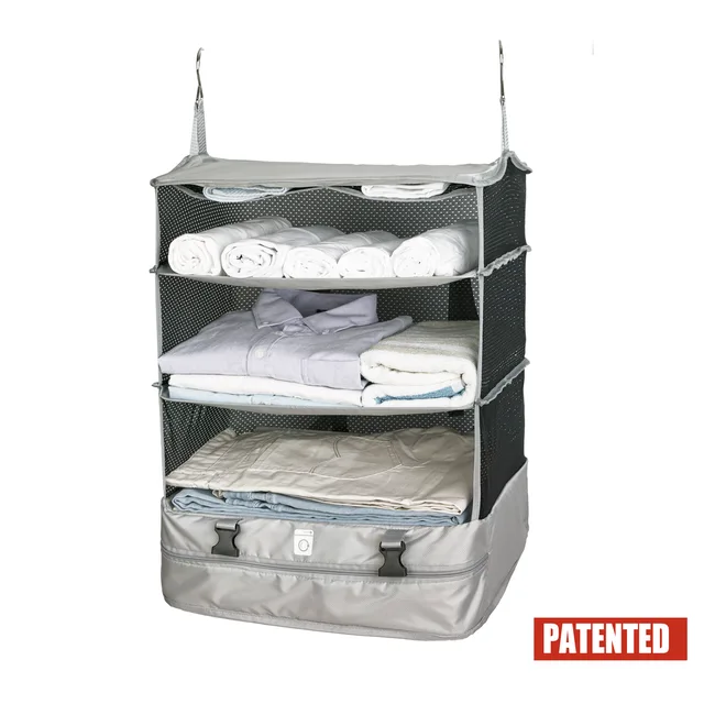 Travel closet Hanging Closet Organizers Collapsible Closet Hanging Shelves for Clothes and Shoes