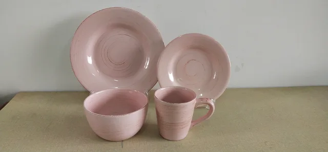 Ironstone Dinnerware / Solid color with brown brush