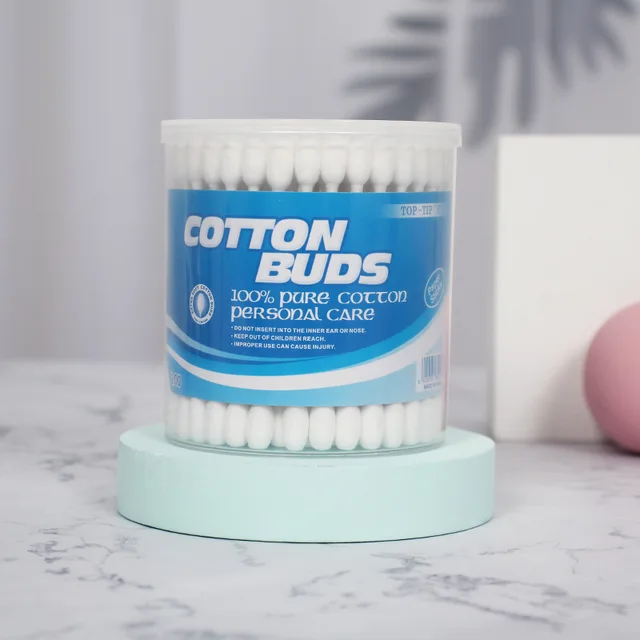 #1 A Paper cotton buds in round PP canister