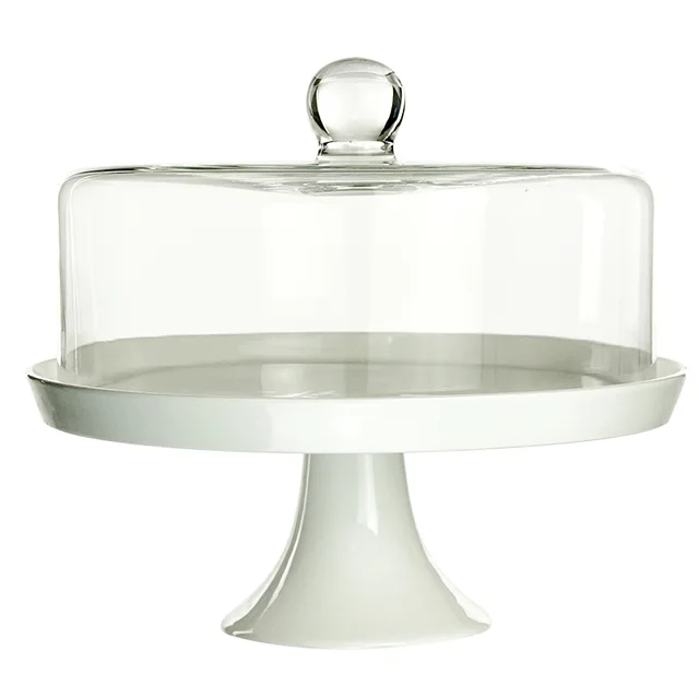 Dome set, set of 2PCS, 1 glass cover, 1 porcelain stand,