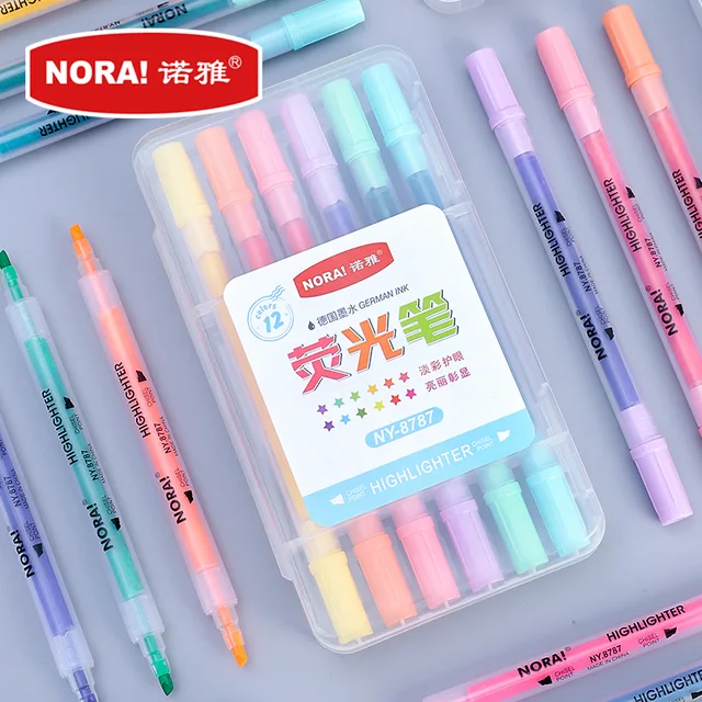 Dual nib pastel color highlighter