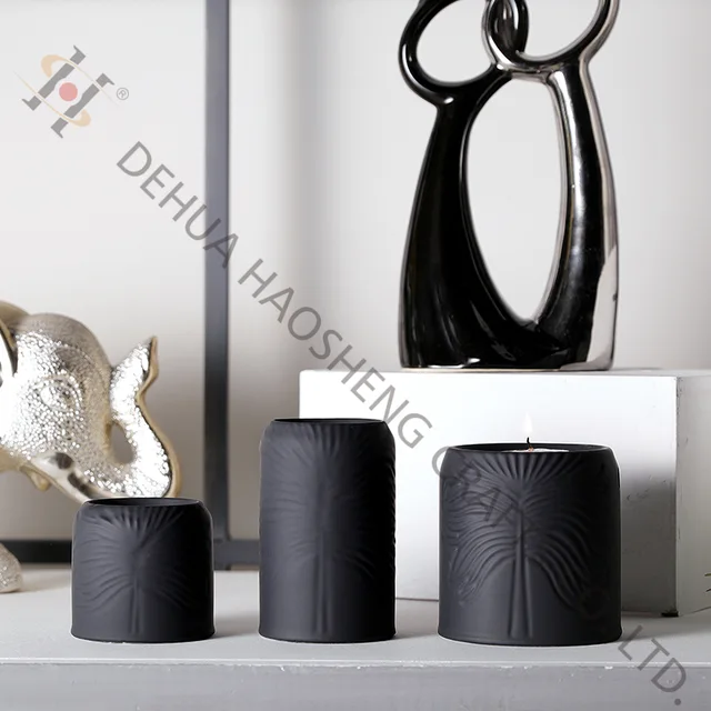 Ceramic Candle Handle wiht leaf pattern