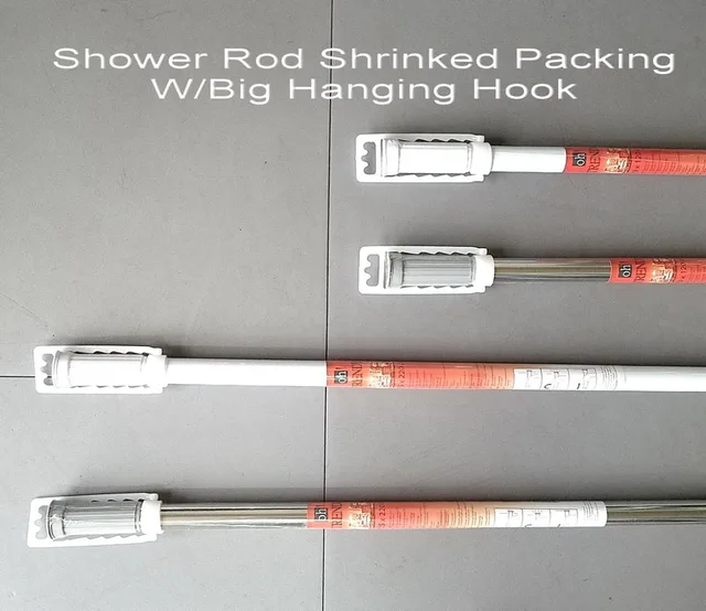 Shrinked Polybag packing Aluminium & stainless steel extend retract Straight bath Shower curtain rod