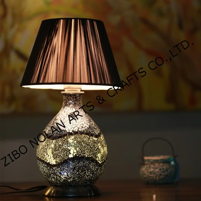 Mosaic glass lamp with fabric shade