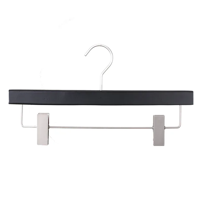 Black color wooden skirts pant hanger with clips for pants