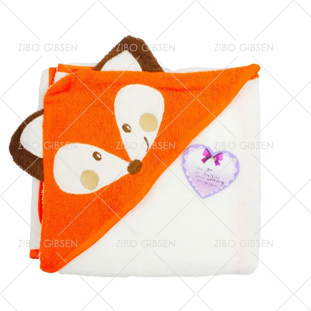 100% terry cotton animal design baby bath hooded towel