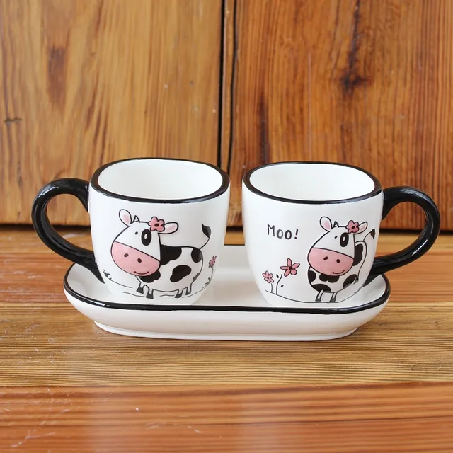 Cup with Dish SET IN COW DESIGN